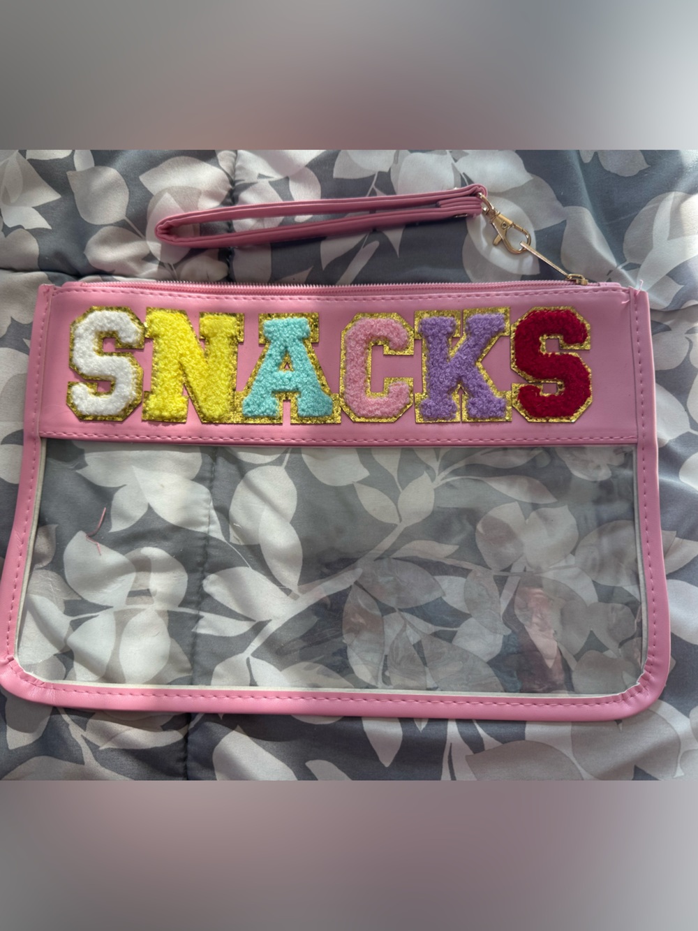 Clear “SNACKS” Wristlet Pouch